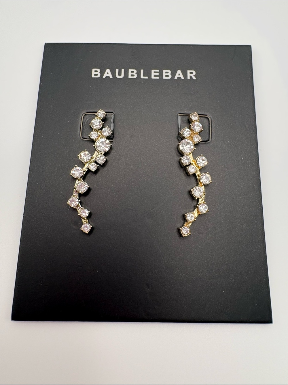 BaubleBar Gold Crystal Ear Climbers with Clear Stones
